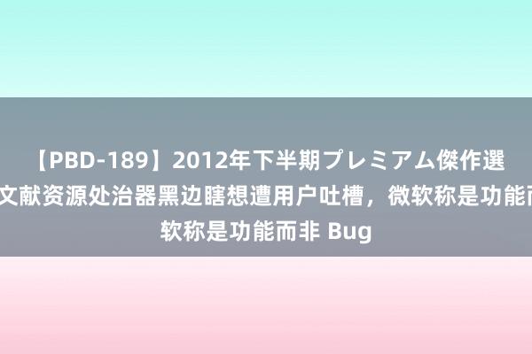 【PBD-189】2012年下半期プレミアム傑作選 Win11 文献资源处治器黑边瞎想遭用户吐槽，微软称是功能而非 Bug