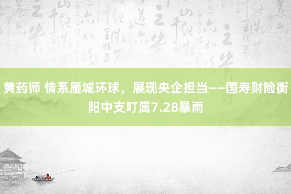 黄药师 情系雁城环球，展现央企担当——国寿财险衡阳中支叮属7.28暴雨