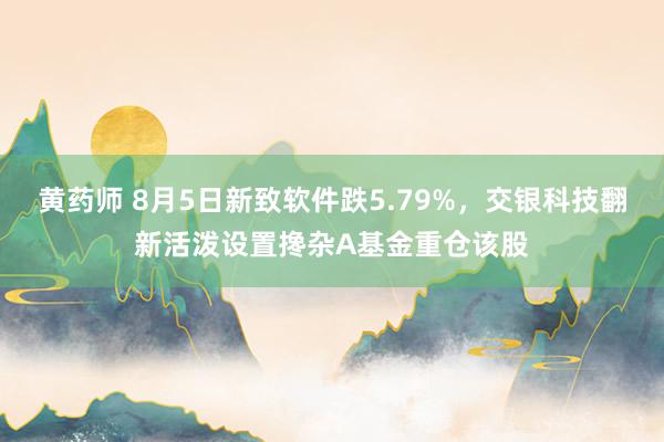 黄药师 8月5日新致软件跌5.79%，交银科技翻新活泼设置搀杂A基金重仓该股