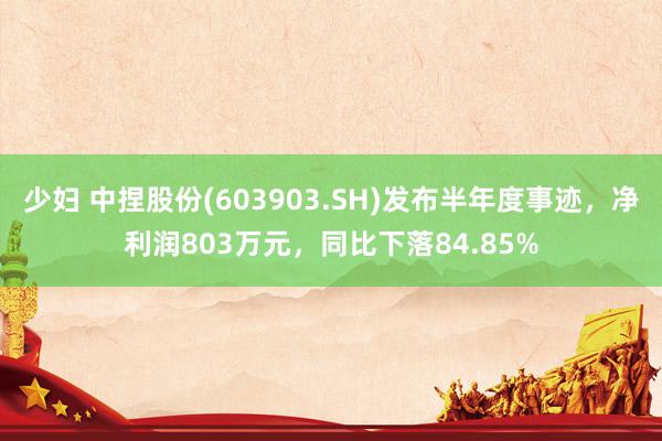 少妇 中捏股份(603903.SH)发布半年度事迹，净利润803万元，同比下落84.85%