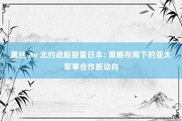 黑丝 av 北约战船掂量日本: 策略布局下的亚太军事合作新动向